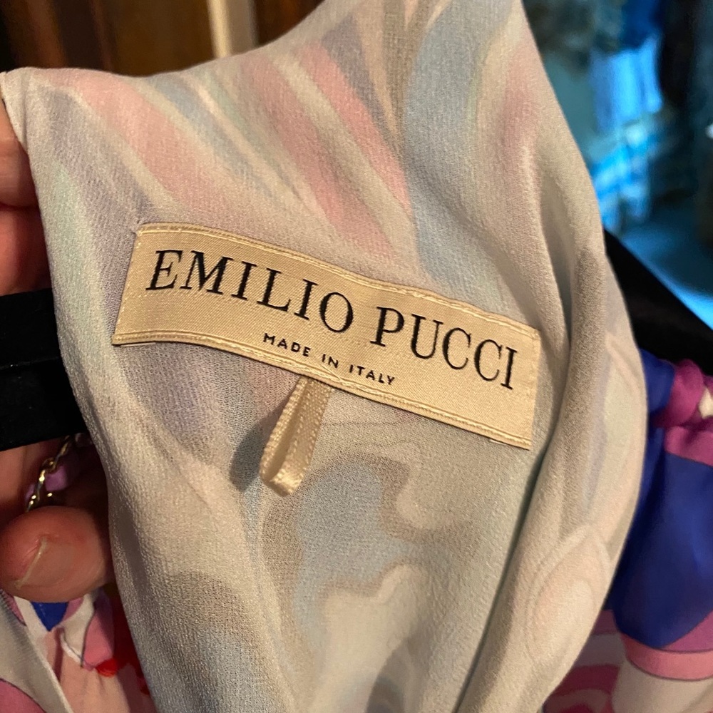 Emilio Pucci High-Neck Sapphire Silk Maxi - Picture 3 of 4